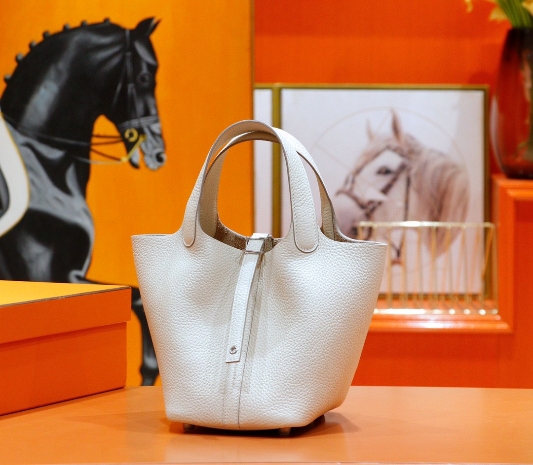 Hermès（爱马仕）Picotin 菜篮子 奶昔白 togo 全手缝 小牛皮 银扣 18cm