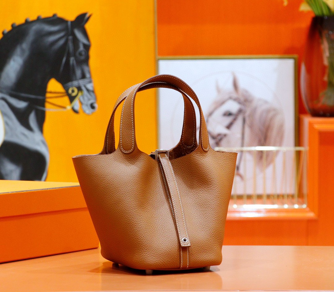 Hermès（爱马仕）Picotin 菜篮子 金棕 Togo 全手缝 小牛皮 银扣 18cm