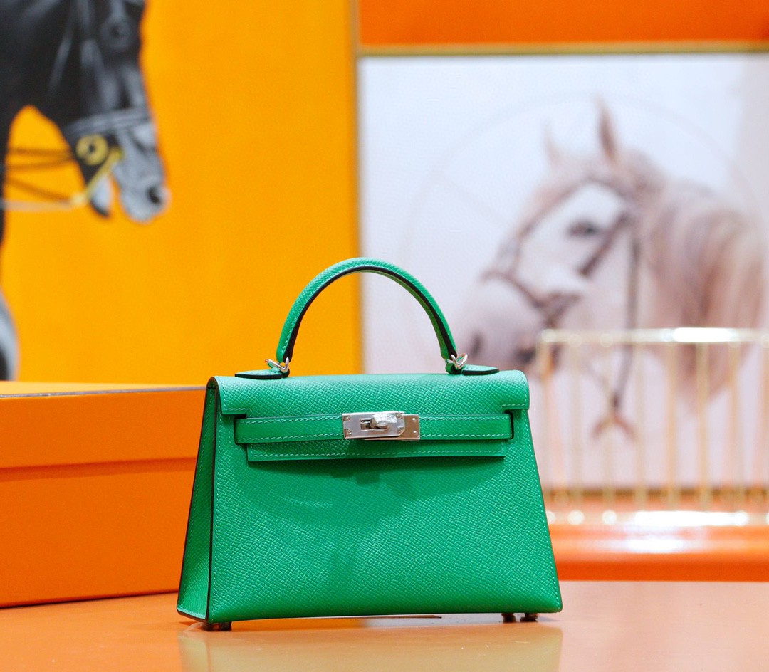 Hermès（爱马仕）Minikelly 迷你凯莉 2代 竹子绿 Epsom 全手缝 小牛皮 银扣