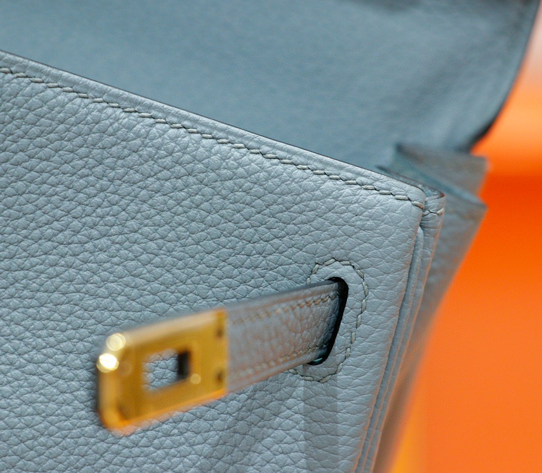 Hermès（爱马仕）Kelly 凯莉包 天青色 togo 全手缝 小牛皮 金扣 25cm