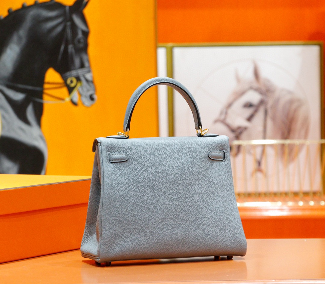 Hermès（爱马仕）Kelly 凯莉包 天青色 togo 全手缝 小牛皮 金扣 25cm