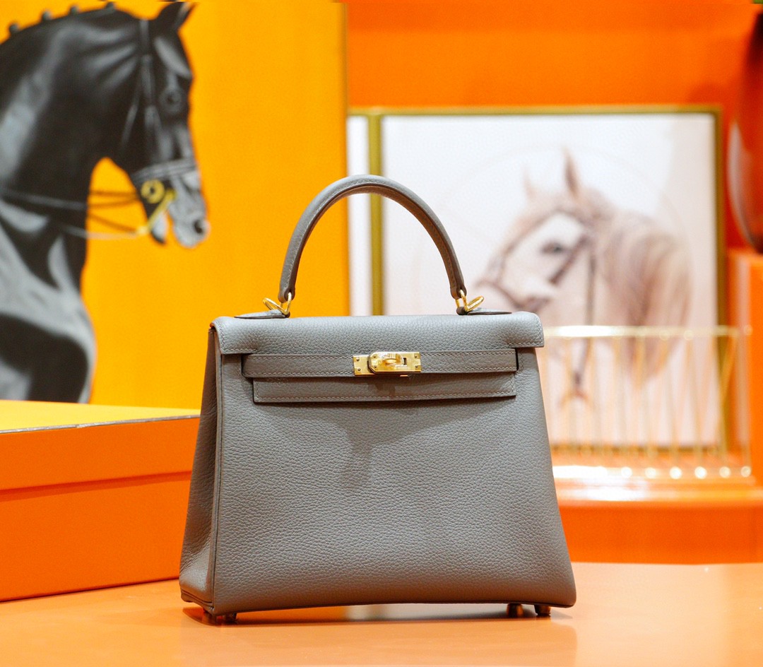 Hermès（爱马仕）Kelly 凯莉包 锡器灰 togo 全手缝 小牛皮 金扣 25cm