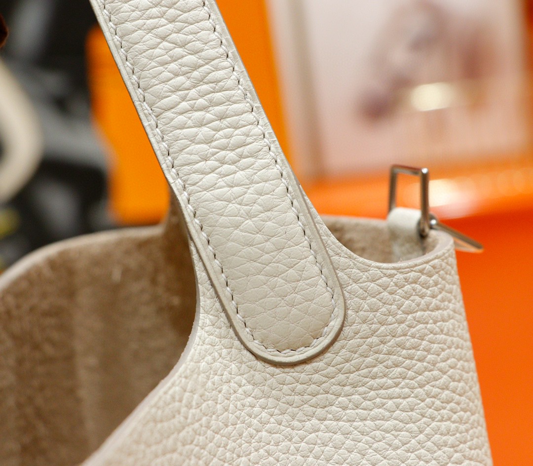 Hermès（爱马仕）Picotin 菜篮子 奶昔白 togo 全手缝 小牛皮 银扣 18cm