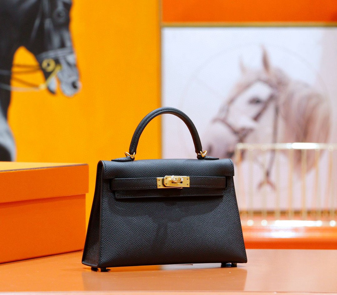 Hermès（爱马仕）Minikelly 迷你凯莉 2代 黑色 Epsom 全手缝 小牛皮 金扣