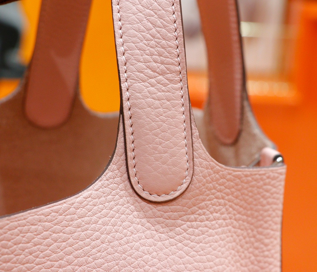 Hermès（爱马仕）Picotin 菜篮子 奶昔粉 全手缝 银扣 18cm