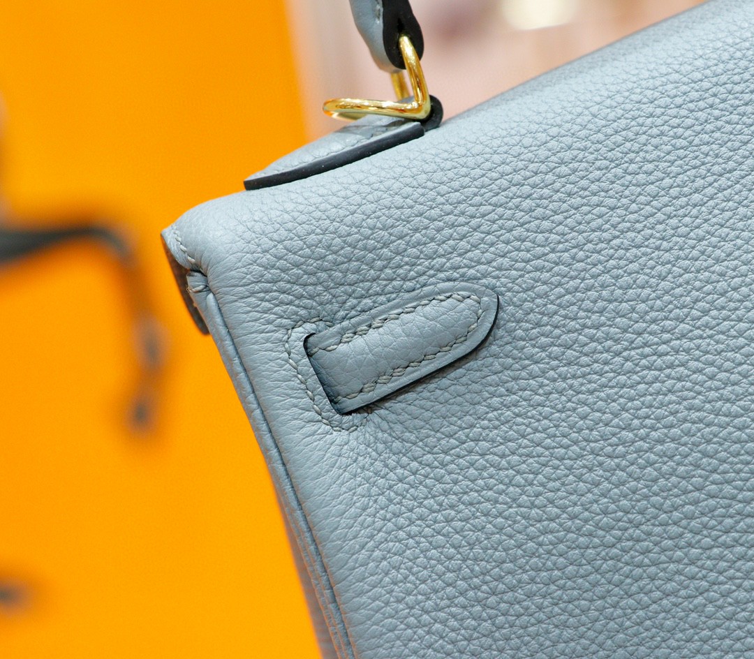 Hermès（爱马仕）Kelly 凯莉包 天青色 togo 全手缝 小牛皮 金扣 25cm