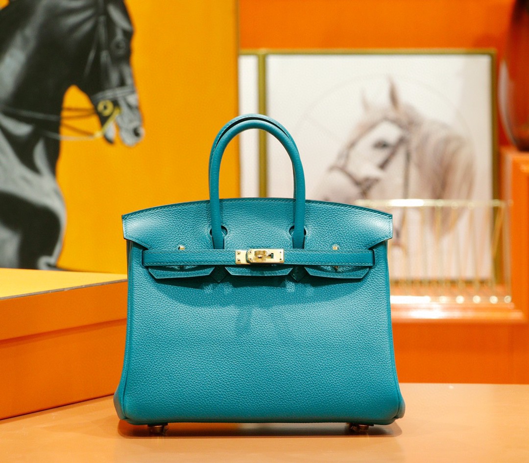 Hermès（爱马仕）Birkin 凯莉包 孔雀绿 togo 全手缝 小牛皮 金扣 25cm