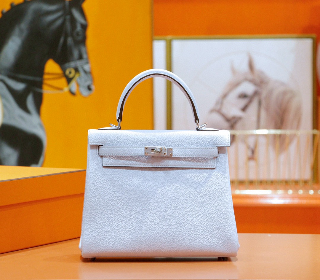 Hermès（爱马仕）Kelly 凯莉包 雾霾蓝 togo 全手缝 小牛皮 银扣 25cm