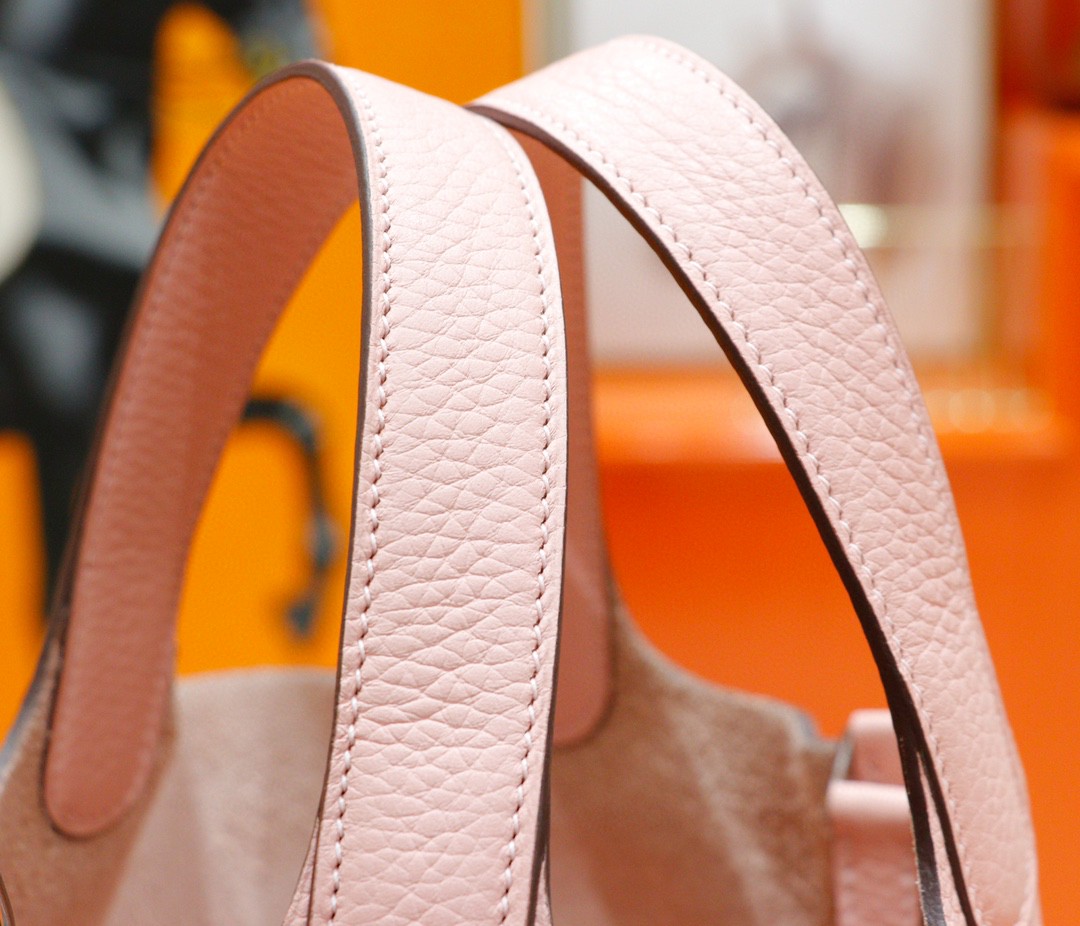 Hermès（爱马仕）Picotin 菜篮子 奶昔粉 全手缝 银扣 18cm