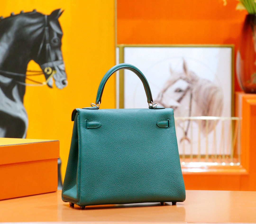 Hermès（爱马仕）Kelly 凯莉包 祖母绿 Togo 全手缝 小牛皮 银扣 25cm