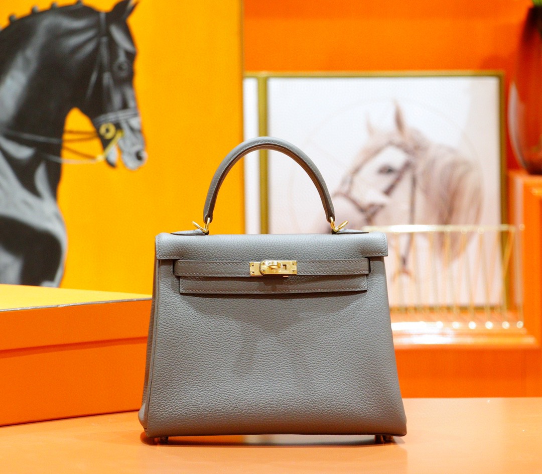 Hermès（爱马仕）Kelly 凯莉包 锡器灰 togo 全手缝 小牛皮 金扣 25cm
