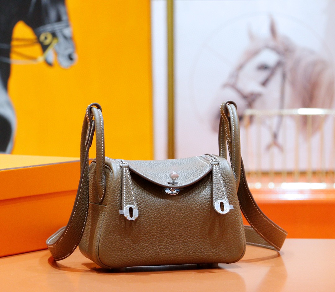 Hermès（爱马仕）Lindy 琳迪包 大象灰 全手缝 Togo小牛皮 银扣 20cm