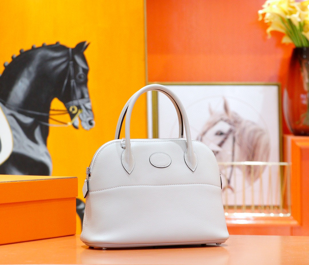 Hermès（爱马仕）Bolide 保龄球包 奶昔白 Swift 全手缝 银扣 27cm