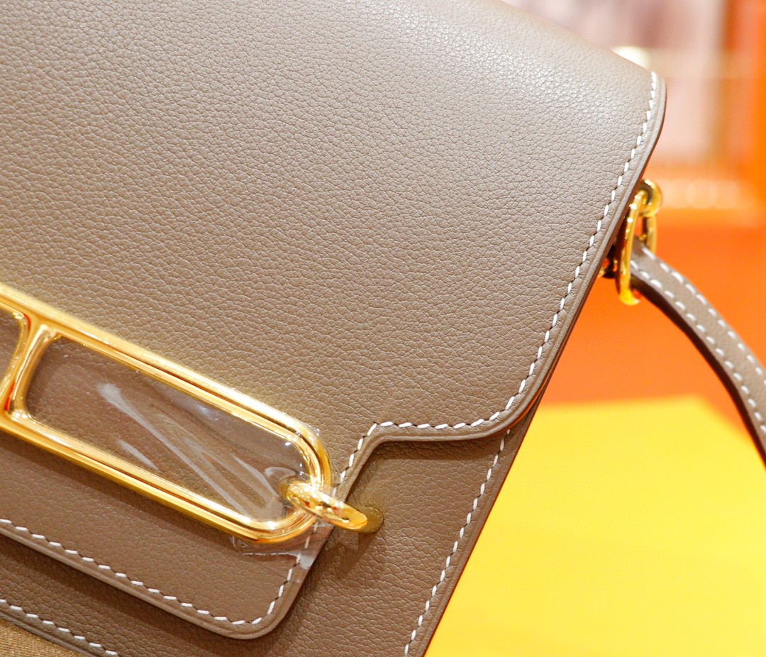 Hermès（爱马仕）Roulis 猪鼻包 19cm 大象灰 Evercolor 小牛皮 金扣 全手缝