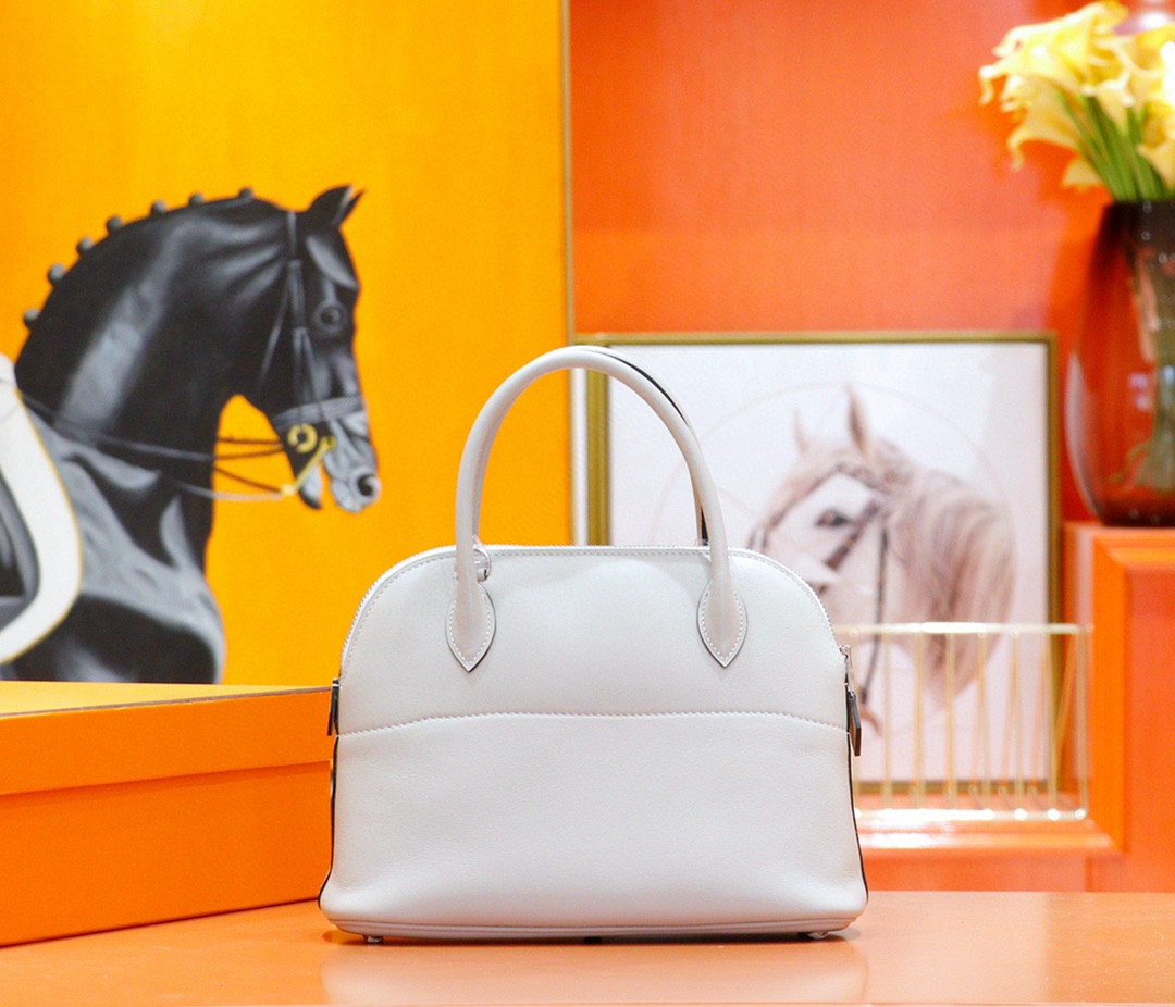 Hermès（爱马仕）Bolide 保龄球包 奶昔白 Swift 全手缝 银扣 27cm