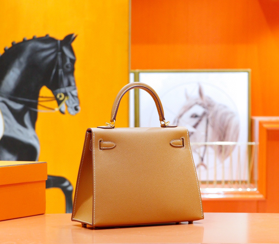 Hermès（爱马仕）Kelly 凯莉包 金棕 Epsom 全手缝 金扣 25cm