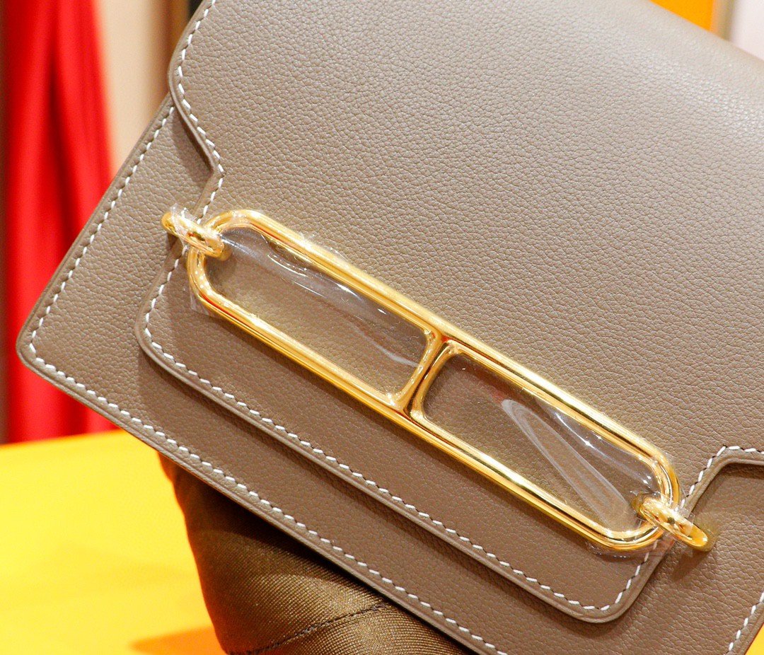 Hermès（爱马仕）Roulis 猪鼻包 19cm 大象灰 Evercolor 小牛皮 金扣 全手缝