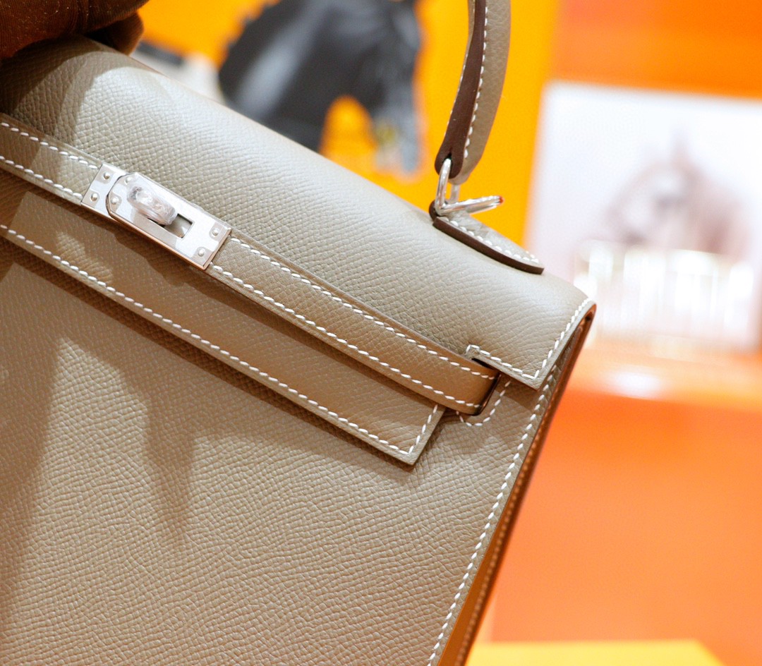 Hermès（爱马仕）Kelly 凯莉包 大象灰 Epsom 全手缝 银扣 25cm