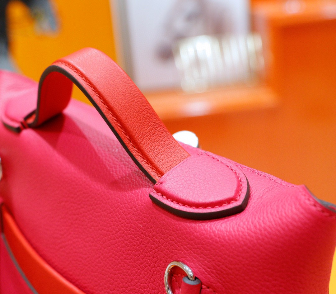 Hermès（爱马仕）Kelly 2424 玫瑰粉 拼 心红色 Evercolor 拼 Swift 银扣 21cm 全手缝
