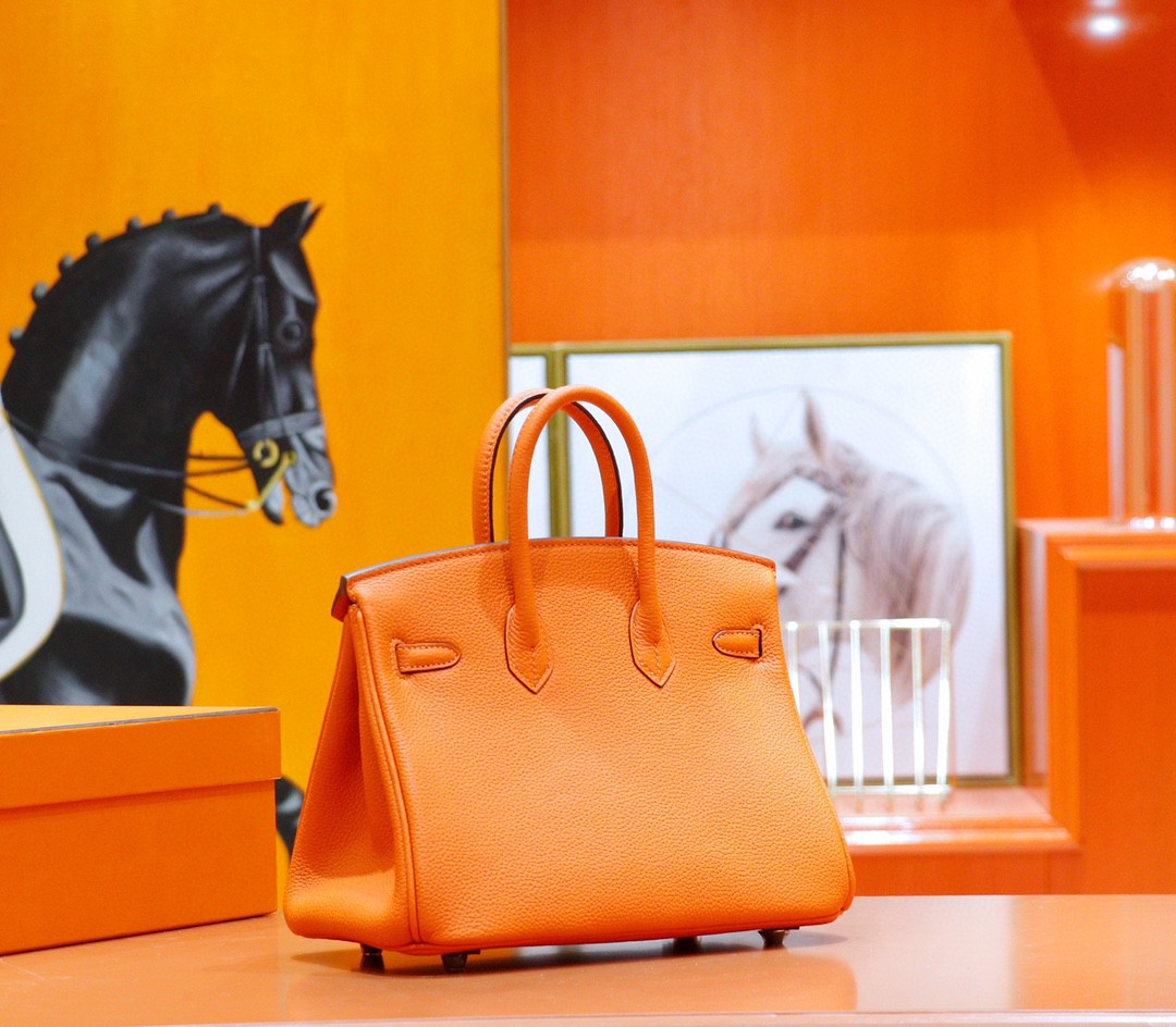 Hermès（爱马仕）Birkin 铂金包 橙色 Togo 全手缝 银扣 25cm