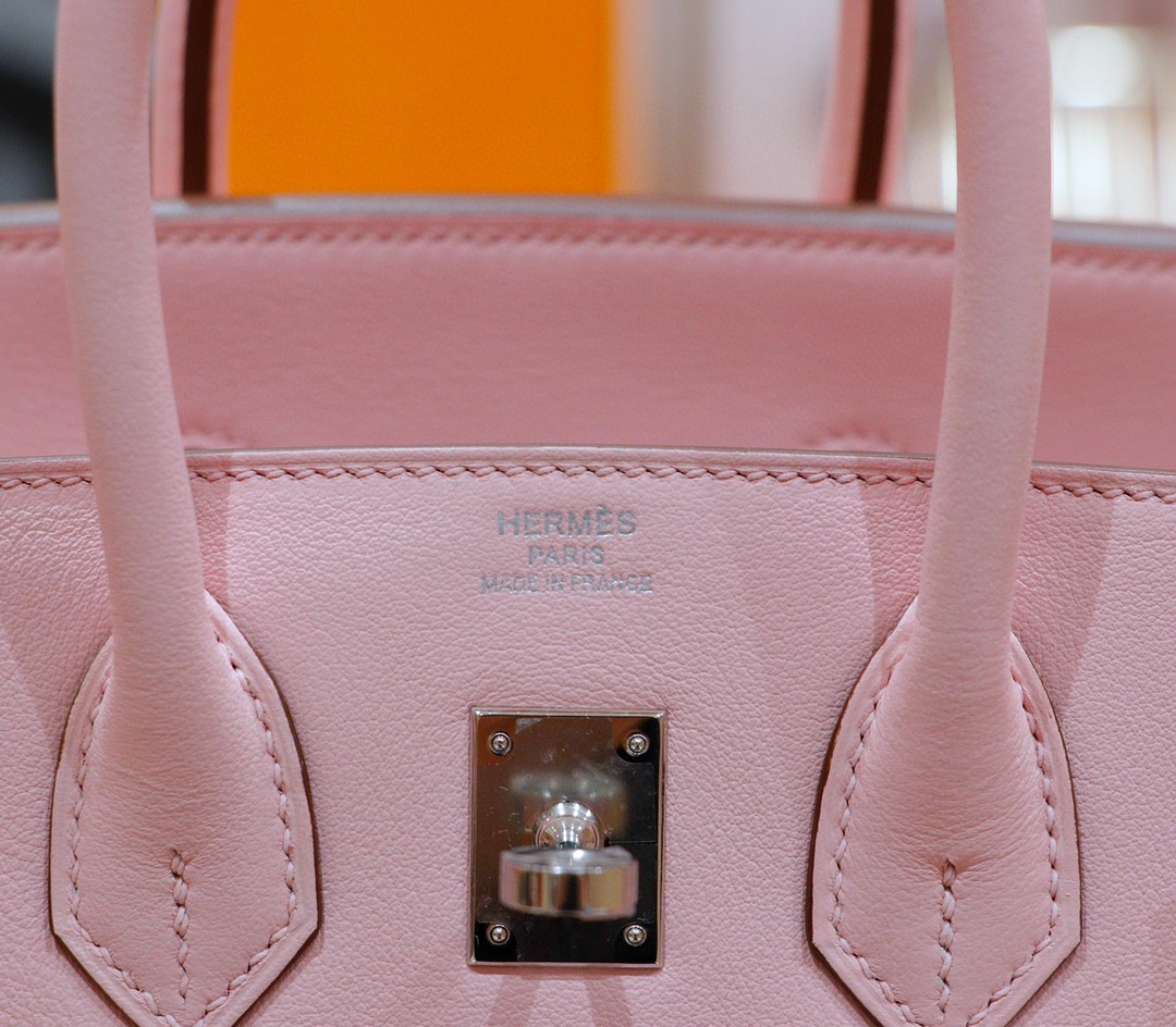 Hermès（爱马仕）Birkin 铂金包 奶昔粉 Swift 全手缝 银扣 25cm