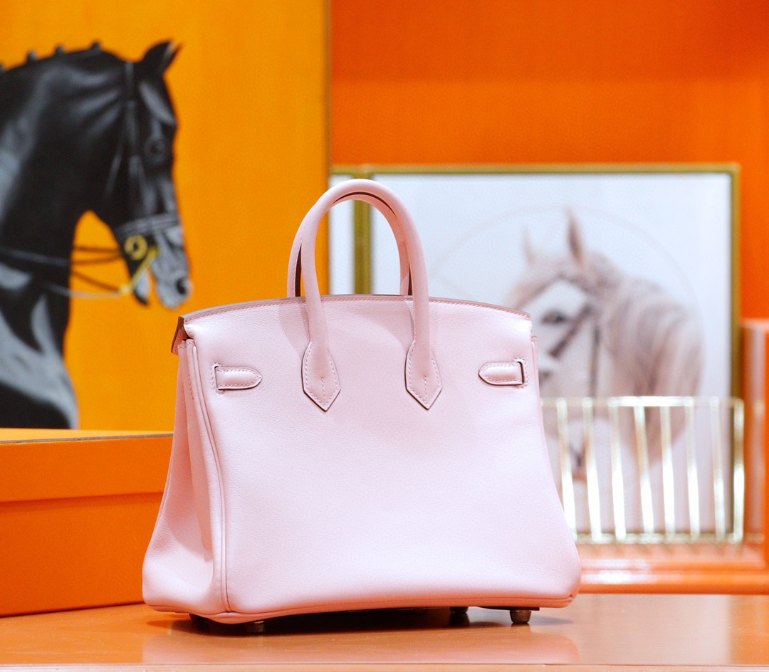 Hermès（爱马仕）Birkin 铂金包 奶昔粉 Swift 全手缝 银扣 25cm