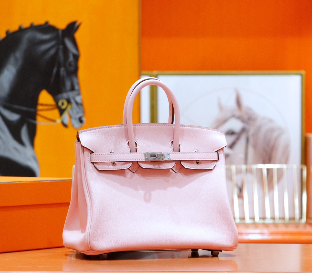 Hermès（爱马仕）Birkin 铂金包 奶昔粉 Swift 全手缝 银扣 25cm