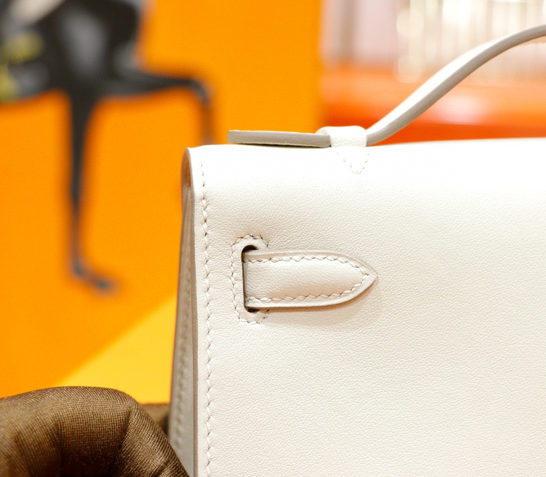 Hermès（爱马仕）Minikelly 迷你凯莉 奶昔白 Swift 全手缝 银扣 22cm 晚宴包