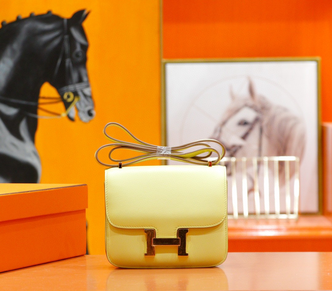 Hermès（爱马仕）Constance 空姐包 小鸡黄 Swift 全手缝 金扣 19cm