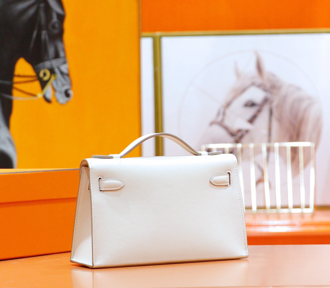 Hermès（爱马仕）Minikelly 迷你凯莉 奶昔白 Swift 全手缝 银扣 22cm 晚宴包