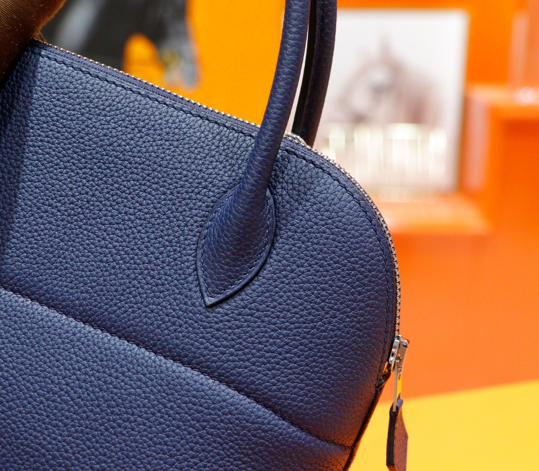 Hermès（爱马仕）Bolide 保龄球包 宝蓝色 Togo 全手缝 银扣 31cm