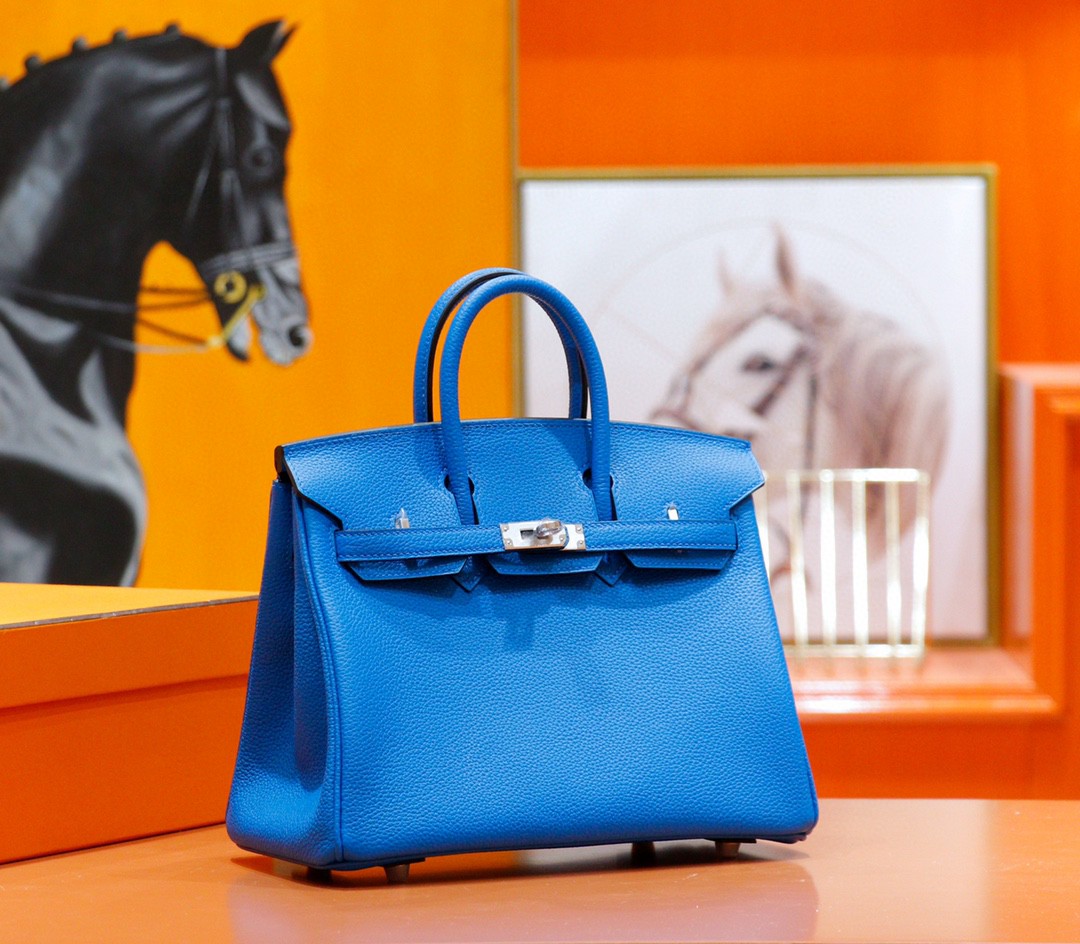 Hermès（爱马仕）Birkin 铂金包 希腊蓝 Togo 全手缝 银扣 25cm