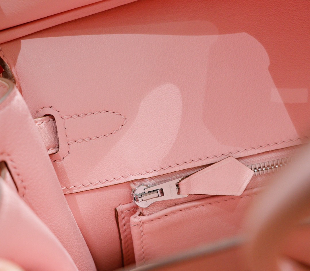 Hermès（爱马仕）Birkin 铂金包 奶昔粉 Swift 全手缝 银扣 25cm