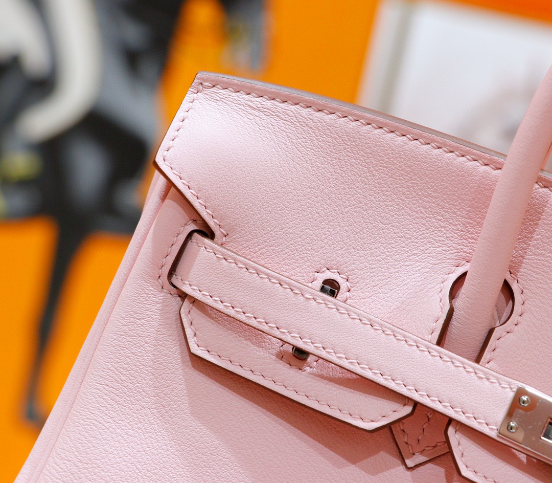 Hermès（爱马仕）Birkin 铂金包 奶昔粉 Swift 全手缝 银扣 25cm