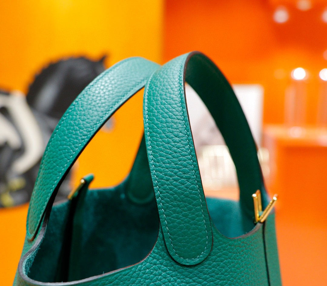 Hermès（爱马仕）Picotin 菜篮子 丝绒绿 Togo 全手缝 金扣 18cm