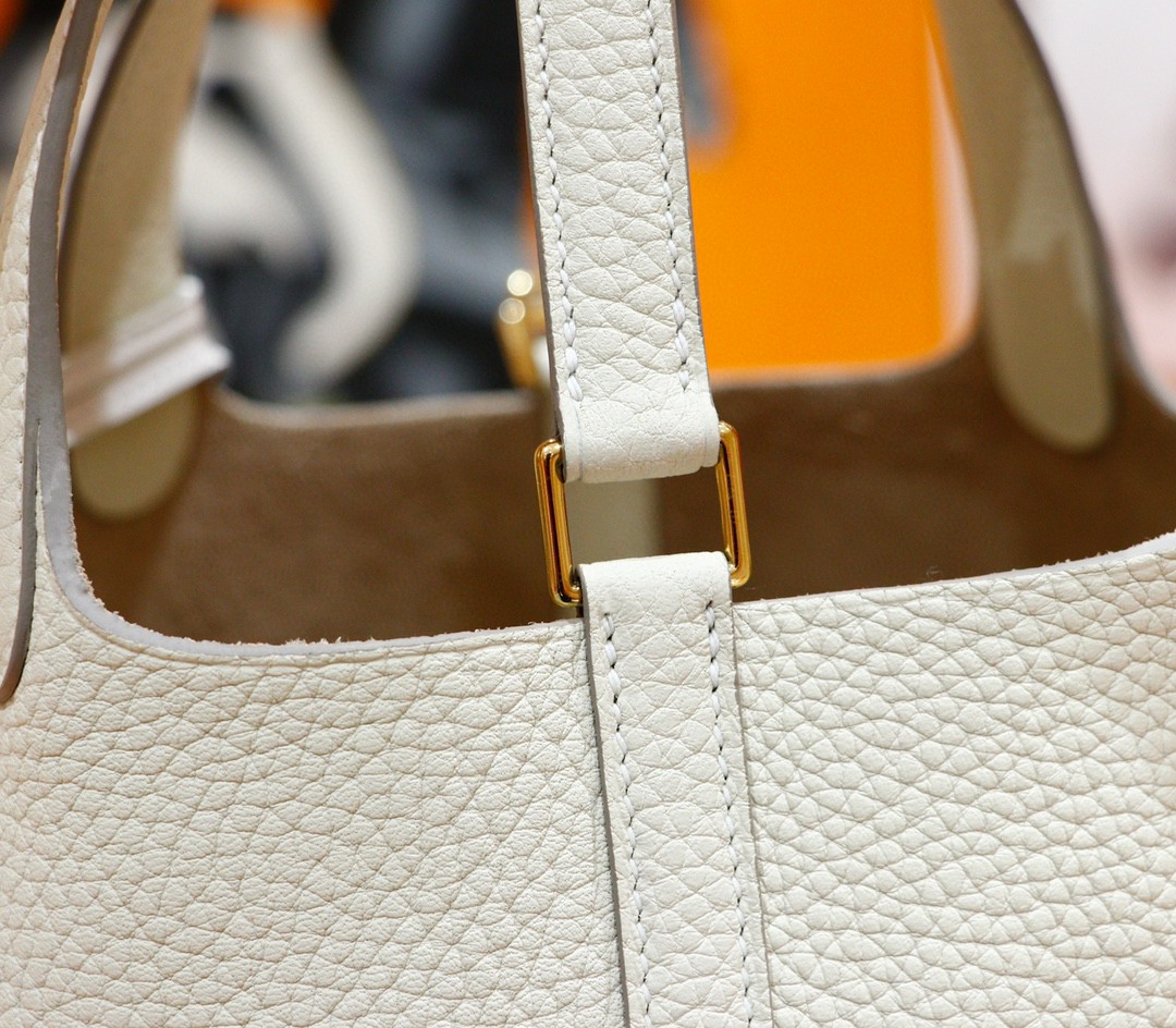 Hermès（爱马仕）Picotin 菜篮子 奶昔白 Togo 全手缝 金扣 18cm