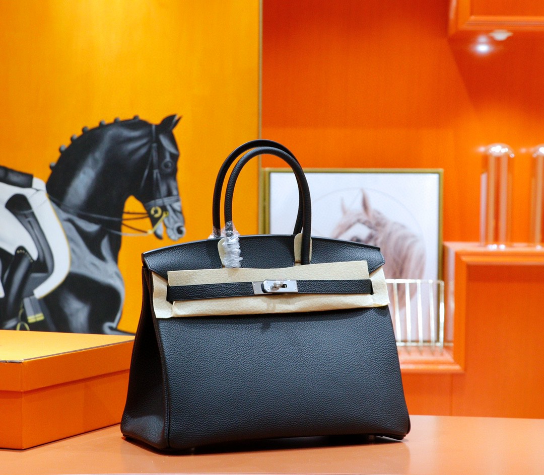 Hermès（爱马仕）Birkin 铂金包 黑色 Togo 全手缝 银扣 35cm