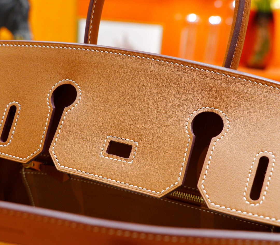 Hermès（爱马仕）Birkin 铂金包 金棕拼原版帆布 金扣 30cm 全手缝