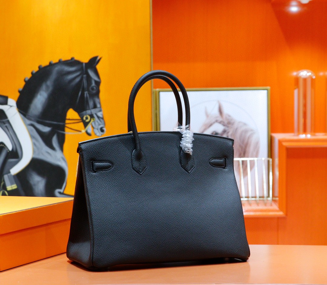 Hermès（爱马仕）Birkin 铂金包 黑色 Togo 全手缝 银扣 35cm