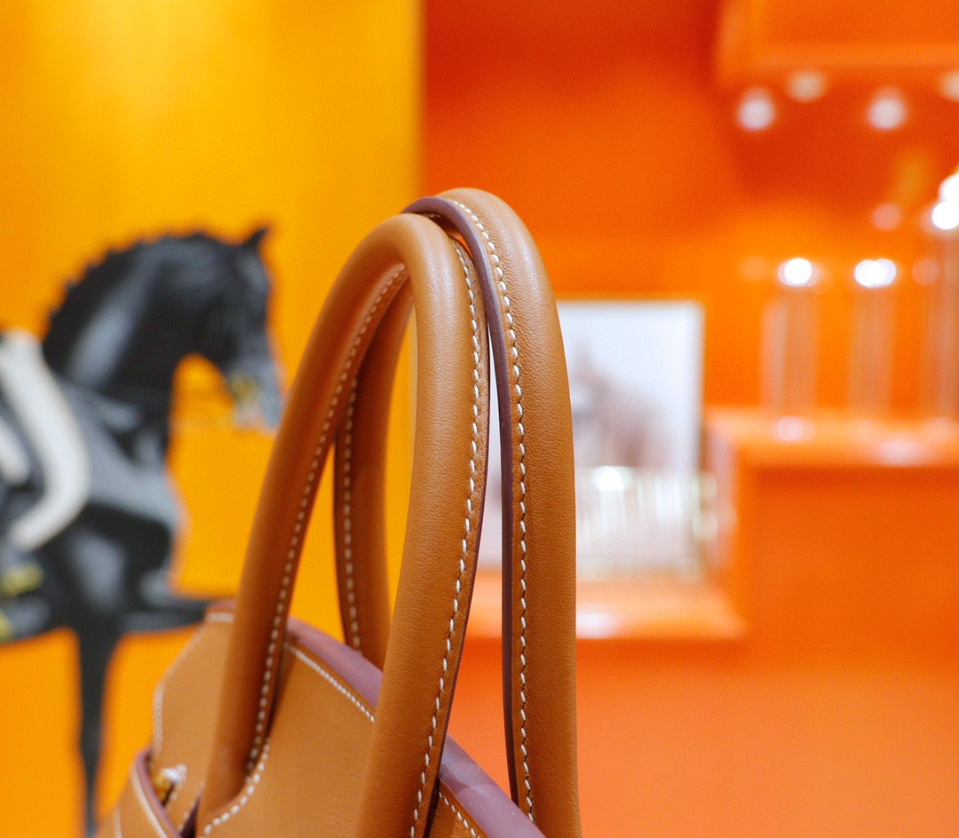 Hermès（爱马仕）Birkin 铂金包 金棕拼原版帆布 金扣 30cm 全手缝