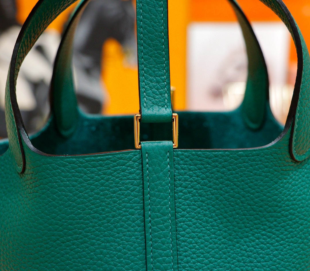 Hermès（爱马仕）Picotin 菜篮子 丝绒绿 Togo 全手缝 金扣 18cm