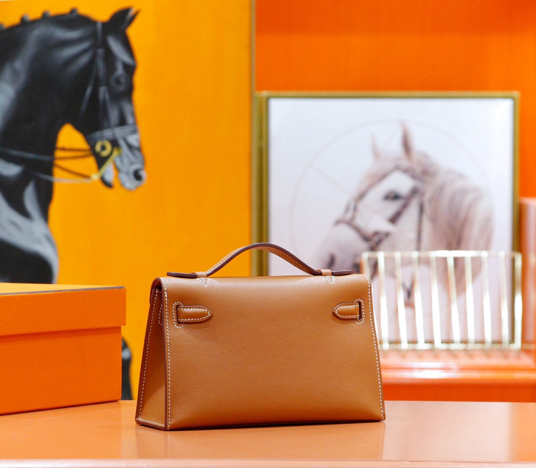 Hermès（爱马仕）Minikelly 迷你凯莉 金棕 Swift 全手缝 金扣 22cm 晚宴包