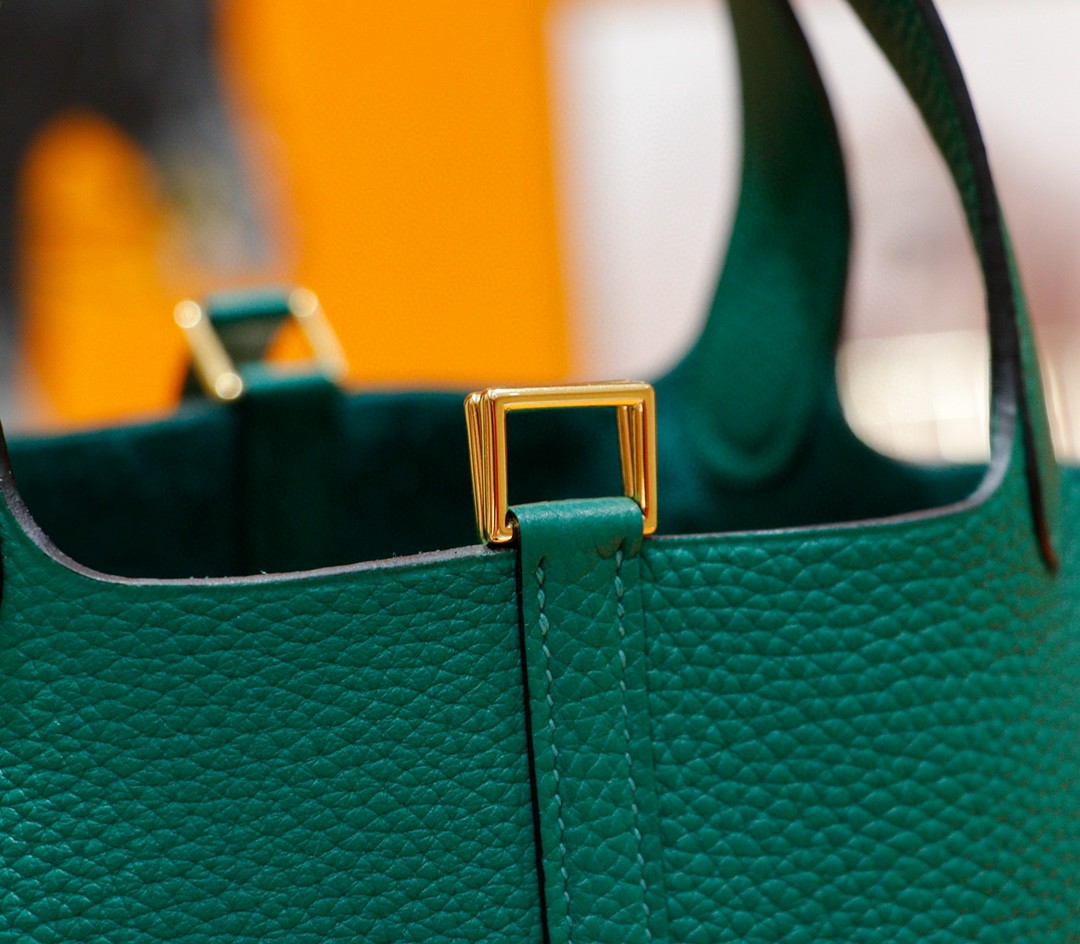 Hermès（爱马仕）Picotin 菜篮子 丝绒绿 Togo 全手缝 金扣 18cm