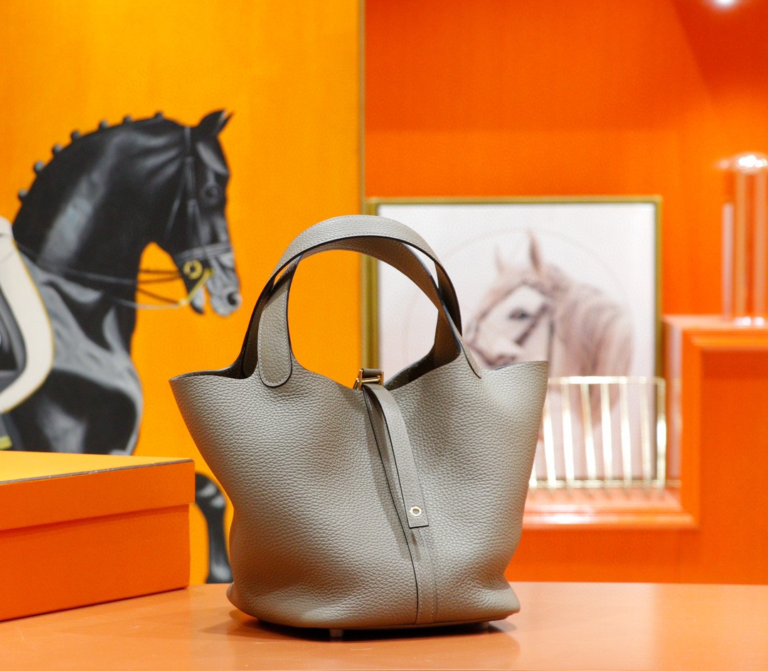 Hermès（爱马仕）Picotin 菜篮子 沥青灰 Togo 全手缝 金扣 22cm