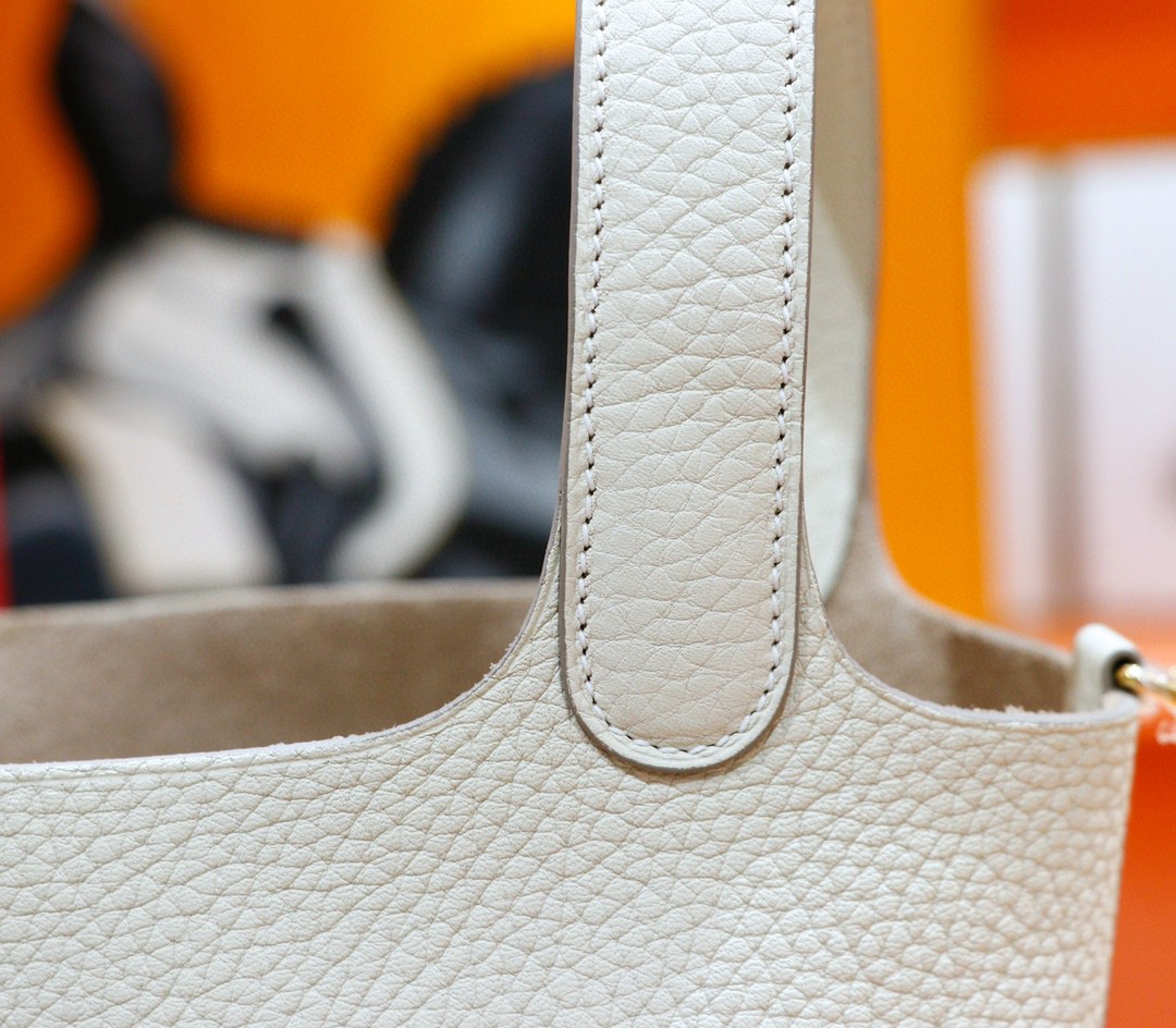 Hermès（爱马仕）Picotin 菜篮子 奶昔白 Togo 全手缝 金扣 18cm