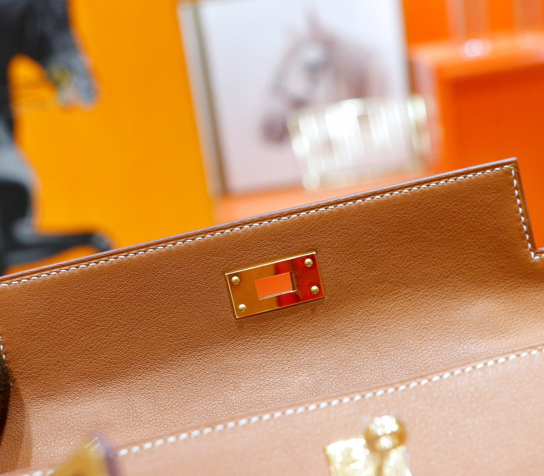 Hermès（爱马仕）Minikelly 迷你凯莉 金棕 Swift 全手缝 金扣 22cm 晚宴包