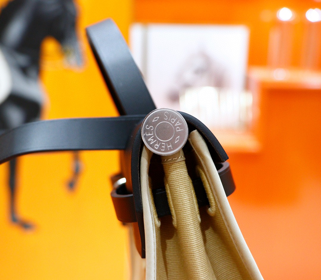 Hermès（爱马仕）Herbag 大象灰 原版帆布拼原厂皮 最高版本 银扣 31cm