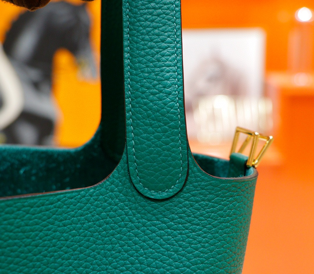 Hermès（爱马仕）Picotin 菜篮子 丝绒绿 Togo 全手缝 金扣 18cm