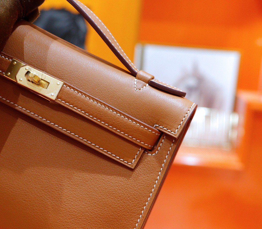 Hermès（爱马仕）Minikelly 迷你凯莉 金棕 Swift 全手缝 金扣 22cm 晚宴包