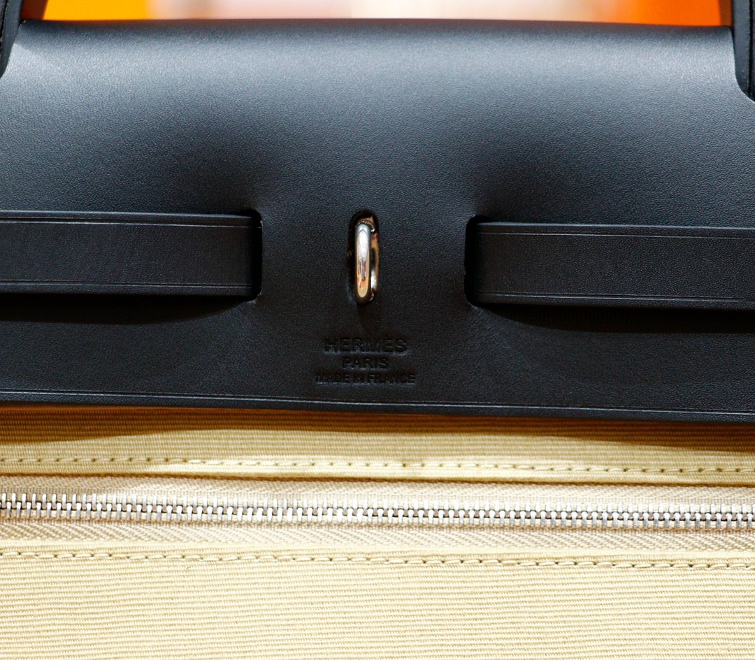 Hermès（爱马仕）Herbag 大象灰 原版帆布拼原厂皮 最高版本 银扣 31cm